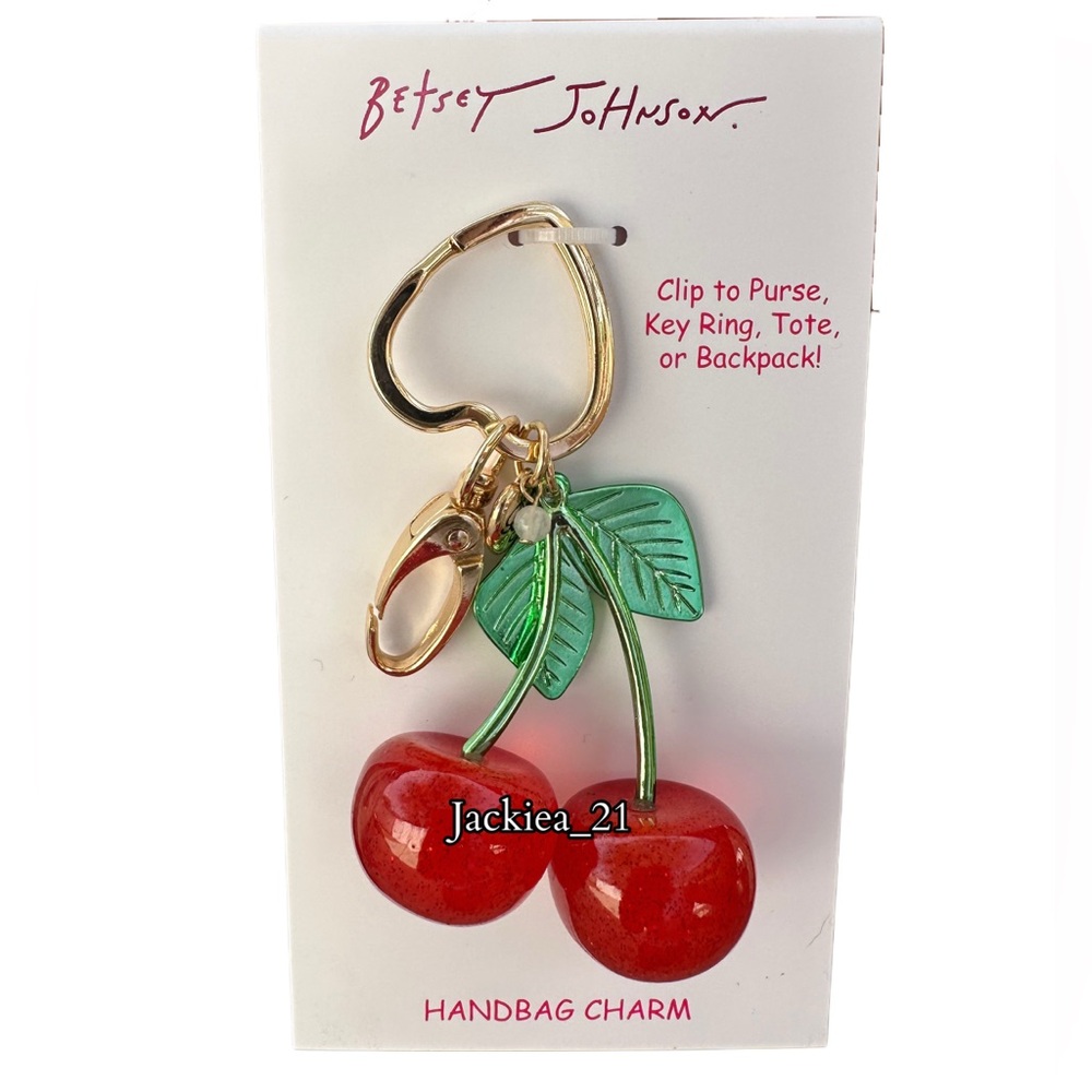 💙 Betsey Johnson Cherry Keychain - Red and Green - Picture 2 of 4